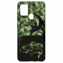 Чохол для Samsung A21s Хлопчик сидячи на місяці рибалить - PrintSalon