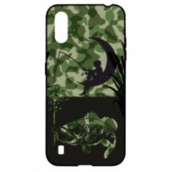 Чехол для Samsung A01/M01 Мальчик сидя на луне рыбачит