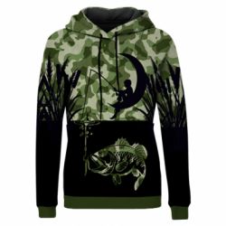 Жіноче 3D худі Хлопчик сидячи на місяці рибалить-PrintSalon Жіноче 3D худі Хлопчик сидячи на місяці рибалить