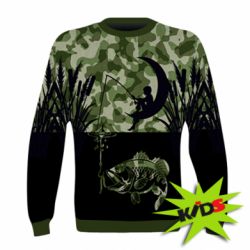 Дитячий 3D світшот Хлопчик сидячи на місяці рибалить - PrintSalon