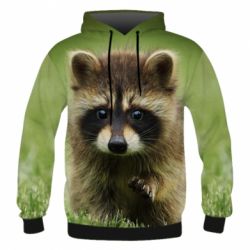 Чоловіче 3D худі Маленький єнот - PrintSalon