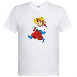 Мужская футболка  с V-образным вырезом Маленький українець