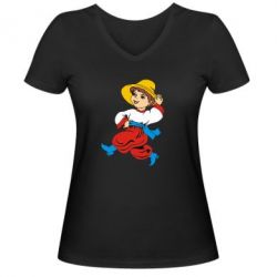 Жіноча футболка з V-подібним вирізом Маленький українець - PrintSalon