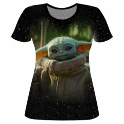 Женская футболка 3D Малыш Йода из сериала Мандалорец-PrintSalon Женская футболка 3D Малыш Йода из сериала Мандалорец