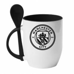 Чашка с ложкой Manchester City Logo - PrintSalon