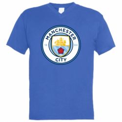 Мужская футболка  с V-образным вырезом Manchester City - PrintSalon
