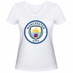 Женская футболка с V-образным вырезом Manchester City - PrintSalon