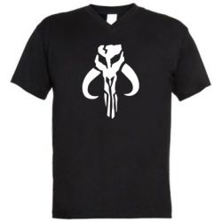 Мужская футболка  с V-образным вырезом Mandalorian emblem - PrintSalon