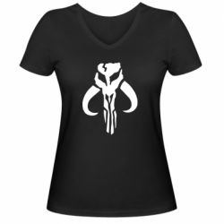 Женская футболка с V-образным вырезом Mandalorian emblem - PrintSalon