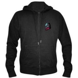 Мужское худи на молнии Mandalorian Helmet profil - PrintSalon