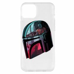 Чехол для iPhone 14 Plus Mandalorian Helmet profil - PrintSalon