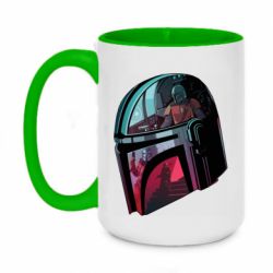 Чашка двухцветная 420ml Mandalorian Helmet profil - PrintSalon