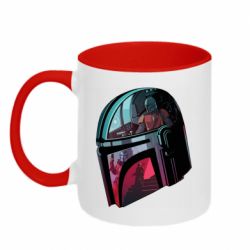 Чашка двухцветная 320ml Mandalorian Helmet profil - PrintSalon