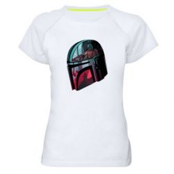Женская футболка для спорта Mandalorian Helmet profil - PrintSalon