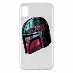 Чехол для iPhone X/Xs Mandalorian Helmet profil - PrintSalon