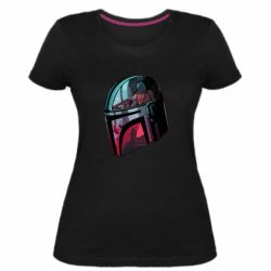 Женская премиум футболка Mandalorian Helmet profil - PrintSalon