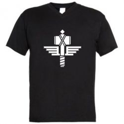 Мужская футболка  с V-образным вырезом Manowar Logo - PrintSalon