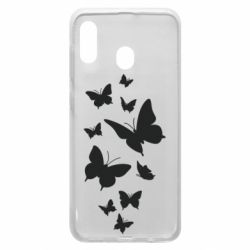 Чехол для Samsung A20 Many butterflies - PrintSalon
