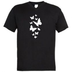 Мужская футболка  с V-образным вырезом Many butterflies - PrintSalon