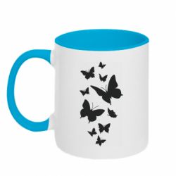 Чашка двухцветная 320ml Many butterflies - PrintSalon