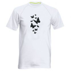 Мужская футболка для спорта Many butterflies - PrintSalon
