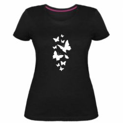 Женская премиум футболка Many butterflies - PrintSalon