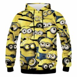 Чоловіче 3D худі Many minions - PrintSalon