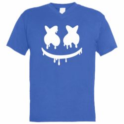 Мужская футболка  с V-образным вырезом Marshmello and face logo - PrintSalon