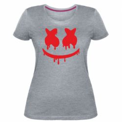 Женская премиум футболка Marshmello and face logo - PrintSalon