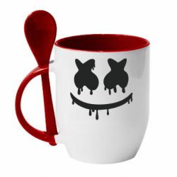 Чашка с ложкой Marshmello and face logo - PrintSalon