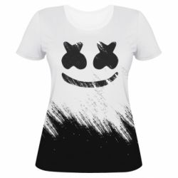 Женская футболка 3D Marshmello and scratches - PrintSalon