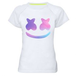 Женская футболка для спорта Marshmello and smile - PrintSalon