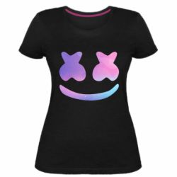 Женская премиум футболка Marshmello and smile - PrintSalon