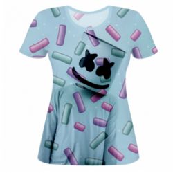 Женская футболка 3D Marshmello Dj and background - PrintSalon
