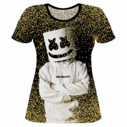 Женская футболка 3D Marshmello Dj and gold - PrintSalon