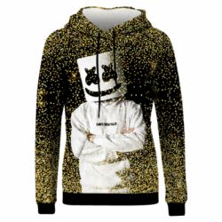 Женское 3D худи Marshmello Dj and gold - PrintSalon
