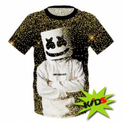 Детская 3D футболка Marshmello Dj and gold - PrintSalon