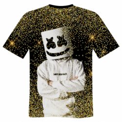 Мужская футболка 3D Marshmello Dj and gold - PrintSalon