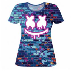 Женская футболка 3D Marshmello logo and color background - PrintSalon