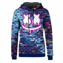 Женское 3D худи Marshmello logo and color background - PrintSalon