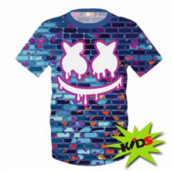 Детская 3D футболка Marshmello logo and color background - PrintSalon