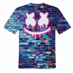 Мужская футболка 3D Marshmello logo and color background - PrintSalon