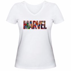 Жіноча футболка з V-подібним вирізом Marvel comics and heroes - PrintSalon
