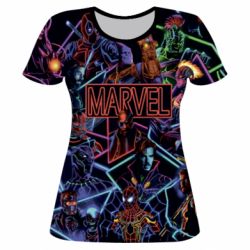 Женская футболка 3D Marvel neon art pattern - PrintSalon