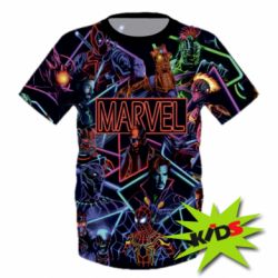 Дитяча 3D футболка Marvel neon art pattern-PrintSalon Дитяча 3D футболка Marvel neon art pattern