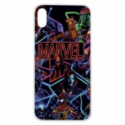 Чехол для iPhone Xs Max Marvel neon art pattern - PrintSalon