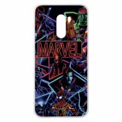 Чехол для Xiaomi Pocophone F1 Marvel neon art pattern - PrintSalon