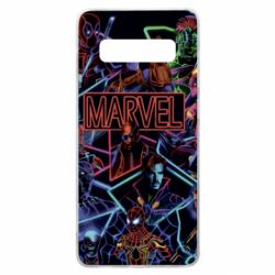 Чехол для Samsung S10+ Marvel neon art pattern - PrintSalon