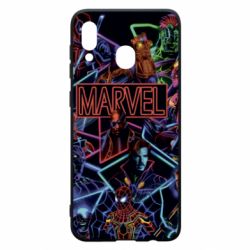 Чехол для Samsung A20 Marvel neon art pattern - PrintSalon