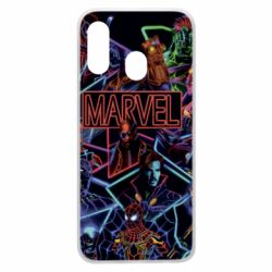Чехол для Samsung A40 Marvel neon art pattern - PrintSalon